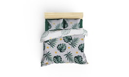L'essentiel linge de maison Conjunto de doble piqué Monstera - Green v2